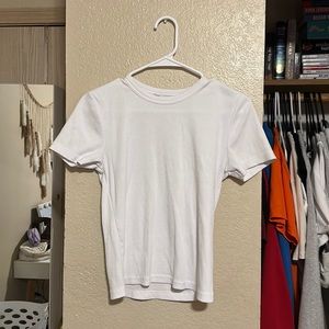 Zara White t-shirt, ribbed, fitted
